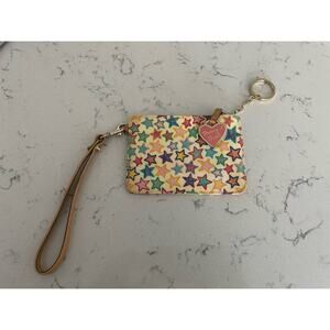 Y2K Vintage Dooney & Bourke Yellow Multi Color Star Mini Coin Wallet Wristlet